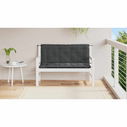 Gartenbank-Auflagen 2 Stk. Schwarz Karomuster 120x50x7 cm Stoff