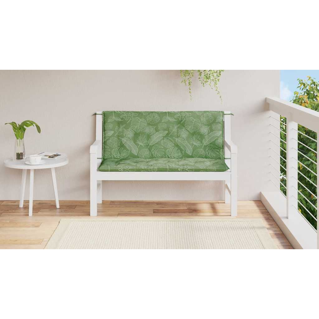 Gartenbank-Auflagen 2 Stk. Blattmuster 120x50x7 cm Stoff