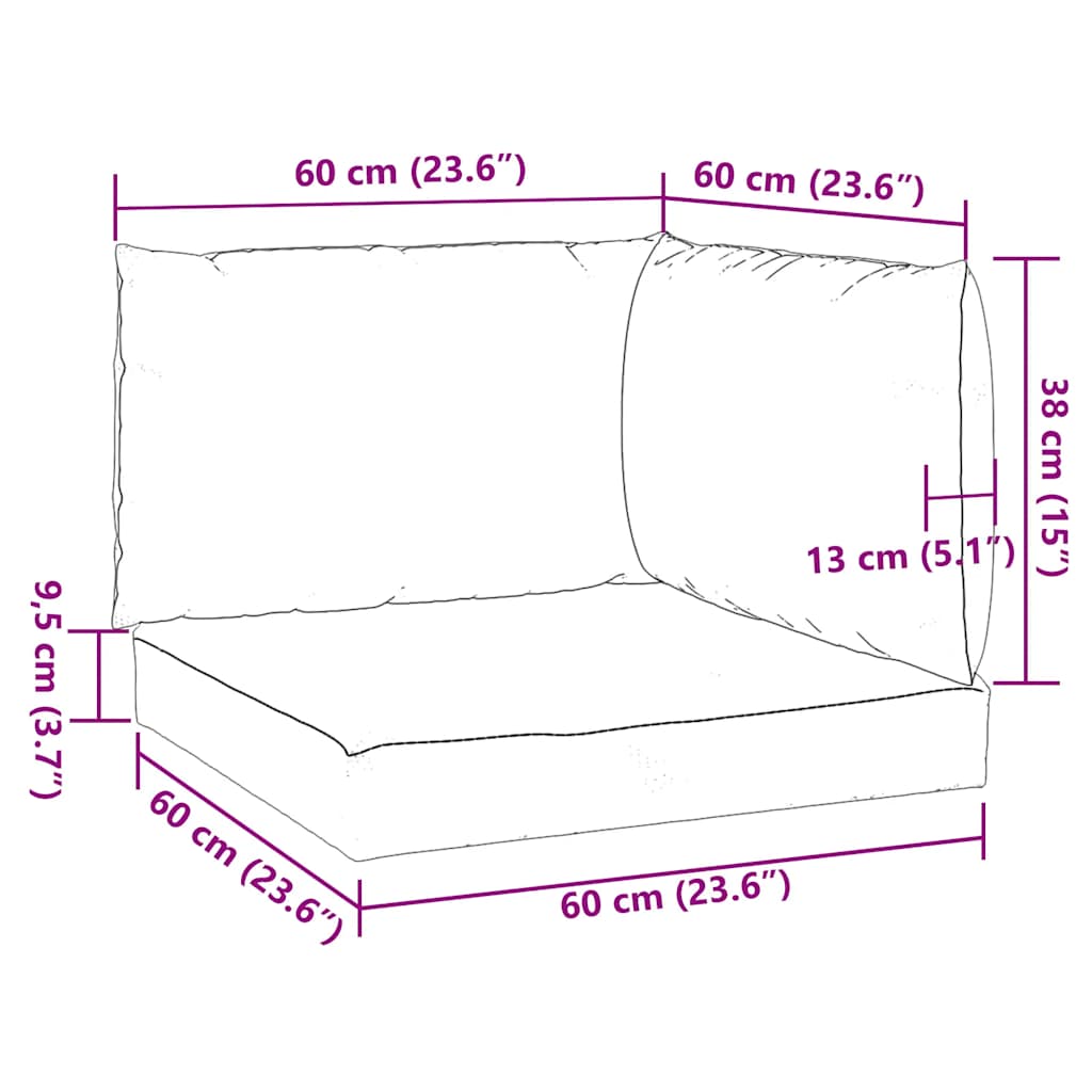 Palettenkissen 3-tlg. Anthrazit Oxford-Gewebe