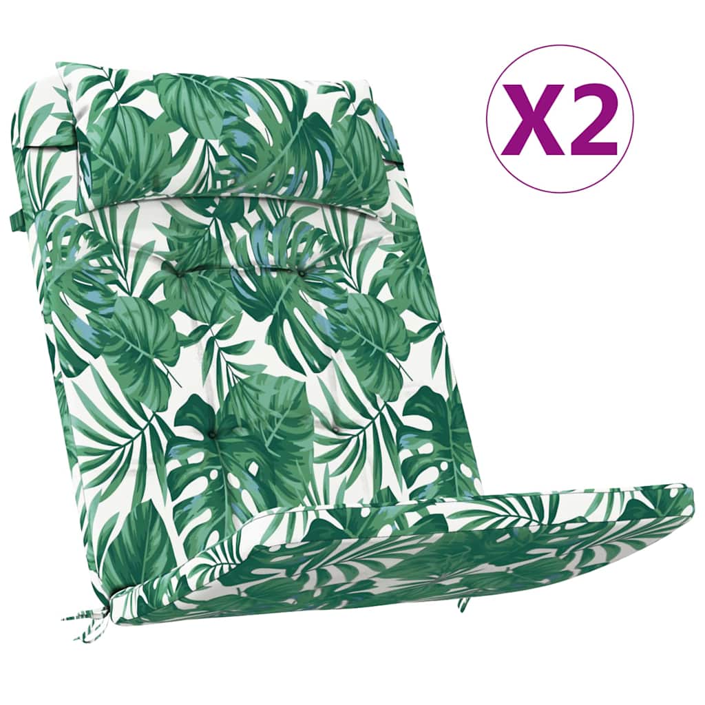 Stuhl Kissen Floral 2 pcs Grün 58 x 77 x 4.5 cm Oxford Stoff