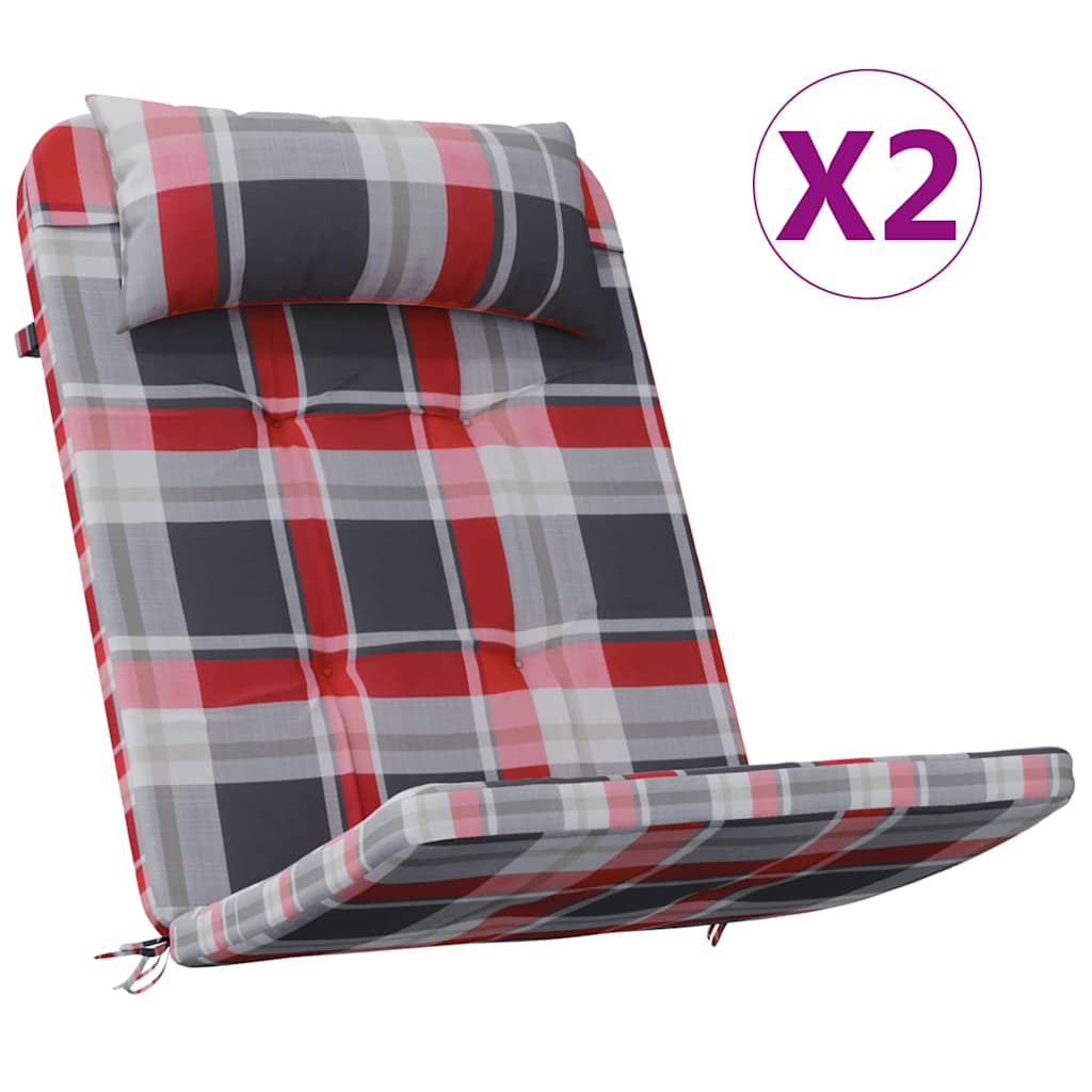 Stuhl Kissen mit Kissen 2 pcs Rotes Karomuster 58 x 77 x 4.5 cm
