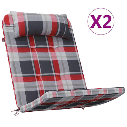 Stuhl Kissen mit Kissen 2 pcs Rotes Karomuster 58 x 77 x 4.5 cm
