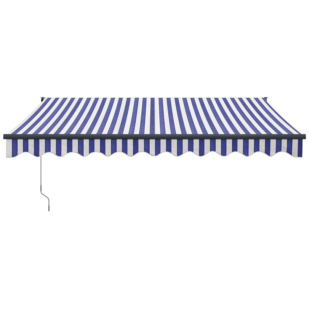 Markise Einziehbar Blau und Weiß 3x2,5 m Stoff und Aluminium