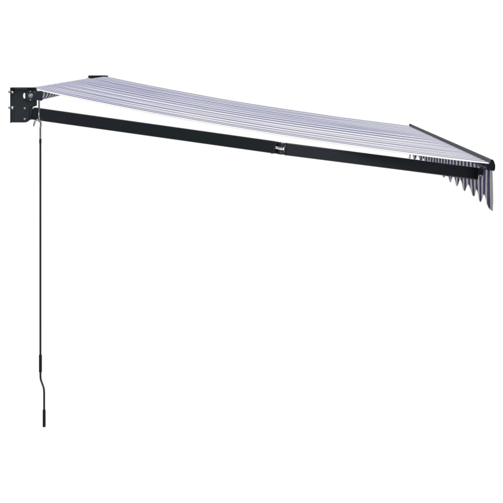 Markise Einziehbar Blau und Weiß 3x2,5 m Stoff und Aluminium