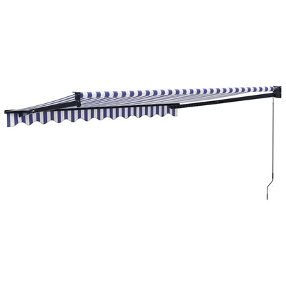 Markise Einziehbar Blau und Weiß 3x2,5 m Stoff und Aluminium
