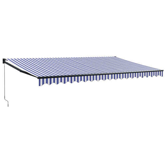 Markise Einziehbar Blau und Weiß 5x3 m Stoff und Aluminium