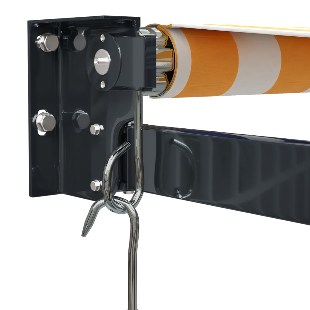 Markise Einziehbar Gelb und Weiß 3x2,5 m Stoff und Aluminium