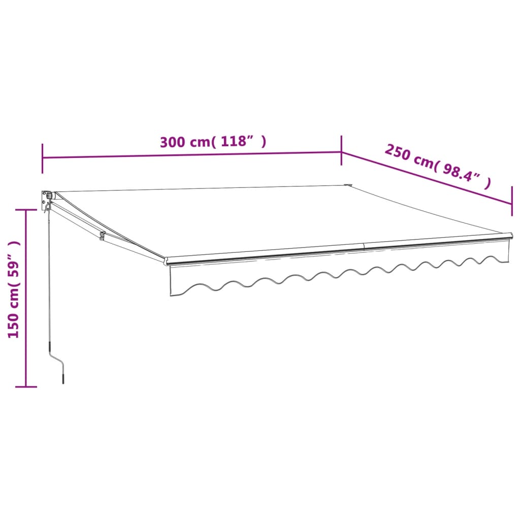 Markise Einziehbar Anthrazit 3x2,5 m Stoff und Aluminium