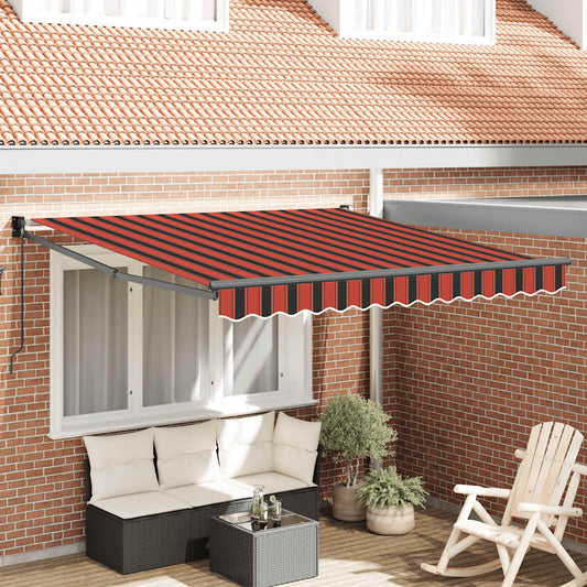 Markise Einziehbar Orange und Braun 3x2,5 m Stoff und Aluminium
