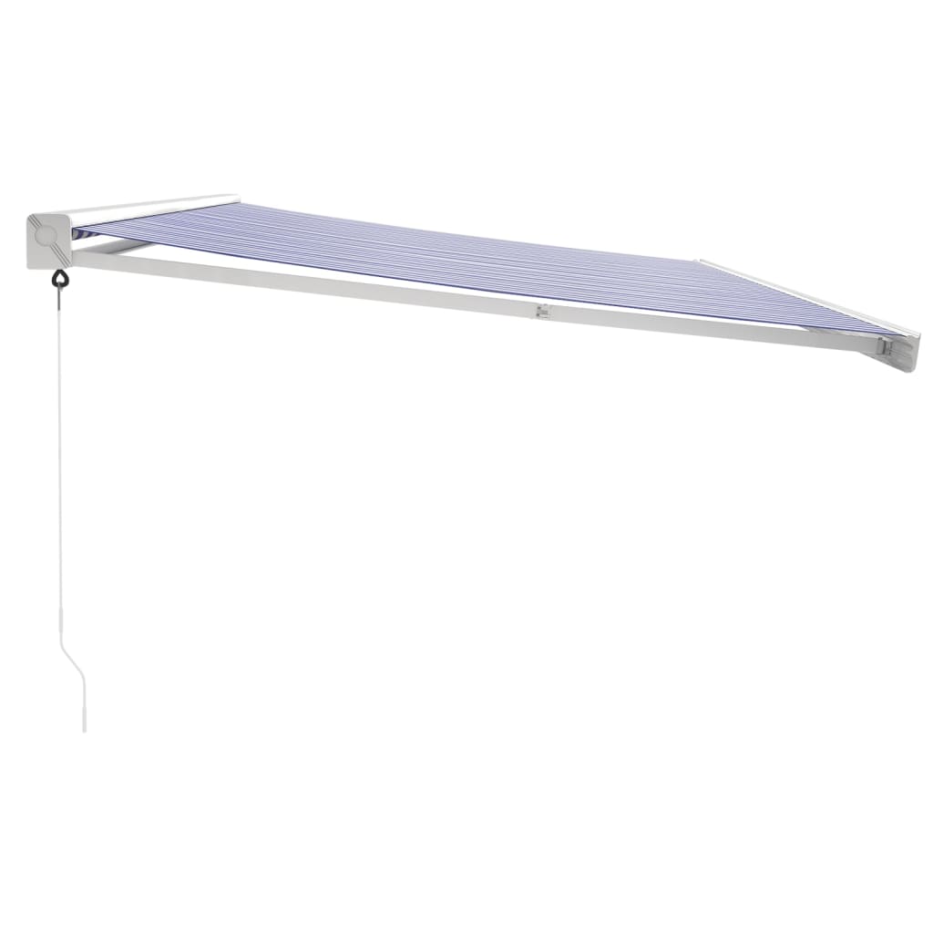 Markise Einziehbar Blau und Weiß 5x3 m Stoff und Aluminium