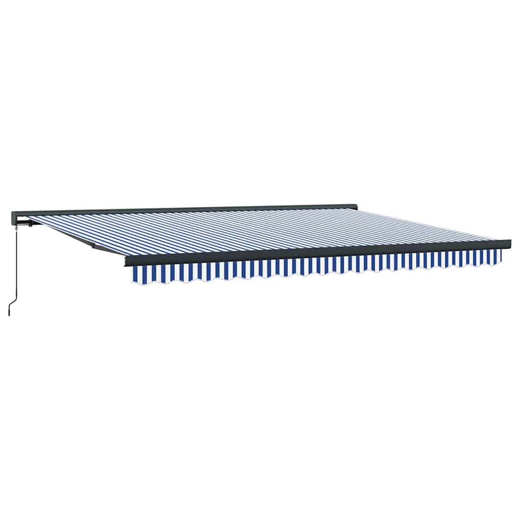 Markise Einziehbar Blau und Weiß 4x3 m Stoff und Aluminium