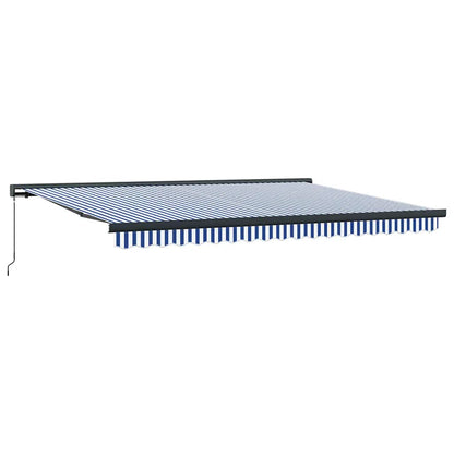 Markise Einziehbar Blau und Weiß 4x3 m Stoff und Aluminium