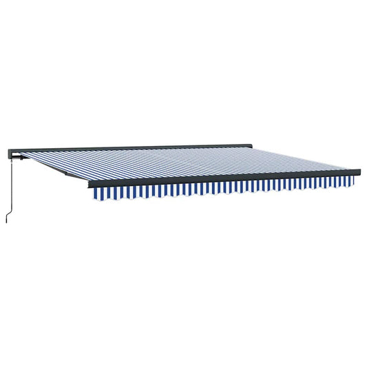 Markise Einziehbar Blau und Weiß 4x3 m Stoff und Aluminium