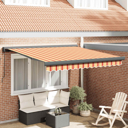 Markise Einziehbar Gelb und Weiß 3x2,5 m Stoff und Aluminium