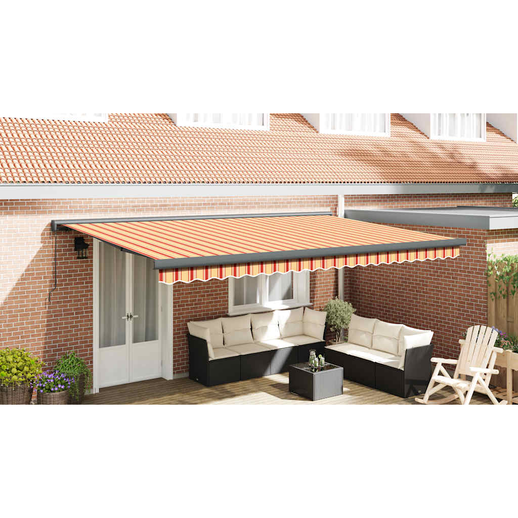 Markise Einziehbar Gelb und Weiß 4,5x3 m Stoff und Aluminium