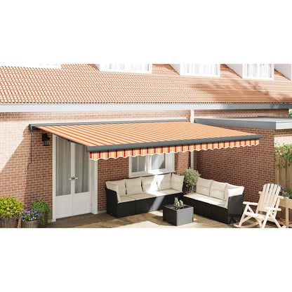 Markise Einziehbar Gelb und Weiß 4,5x3 m Stoff und Aluminium