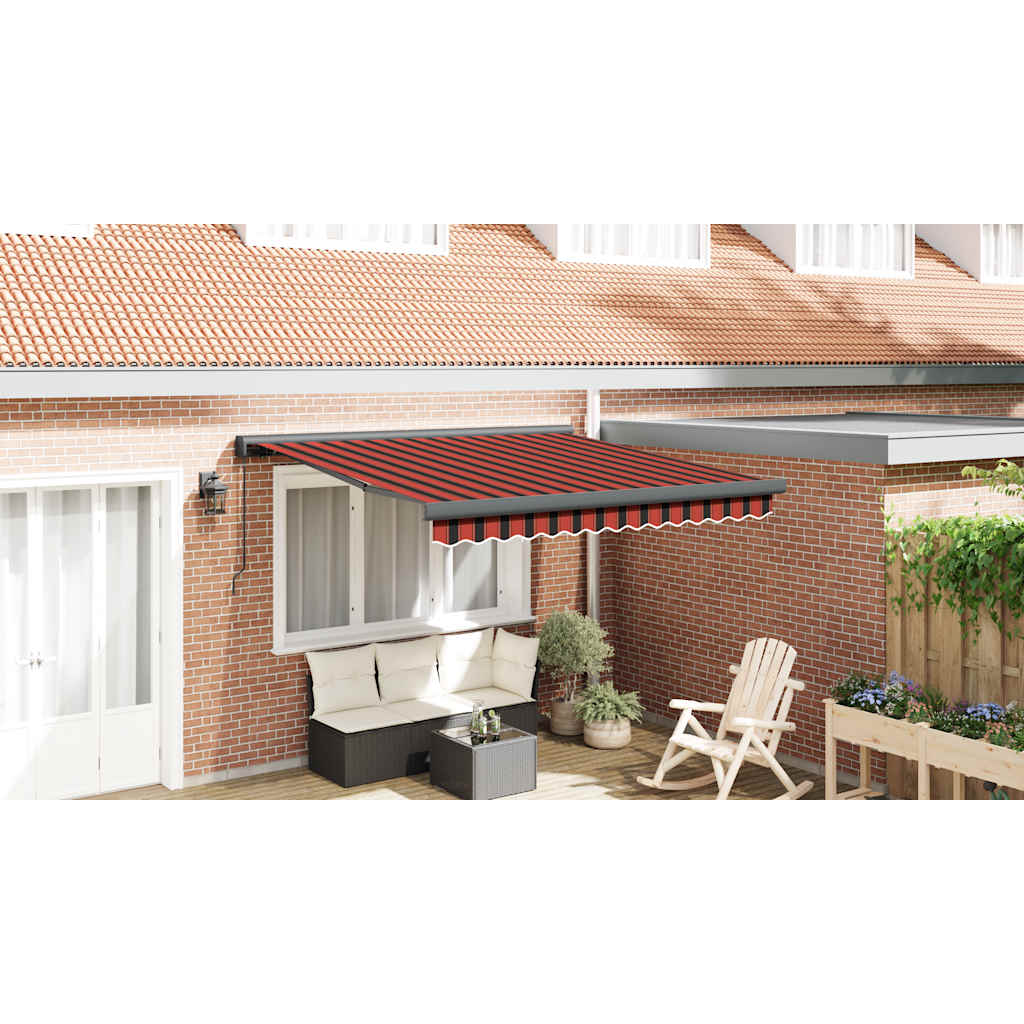 Markise Einziehbar Orange und Braun 3,5x2,5 m Stoff & Aluminium