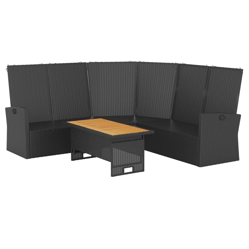 2-tlg. Garten-Lounge-Set mit Kissen Schwarz Poly Rattan