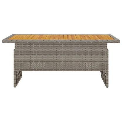 Gartentisch Grau 100x50x43/63 cm Akazienholz & Poly Rattan