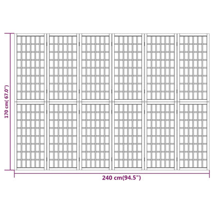 6-tlg. Paravent Japanischer Stil Faltbar 240x170 cm