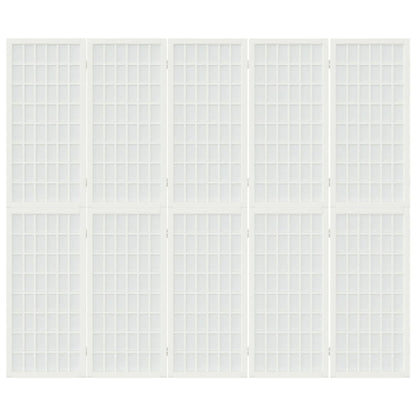 5-tlg. Paravent Japanischer Stil Faltbar 200x170 cm Weiß