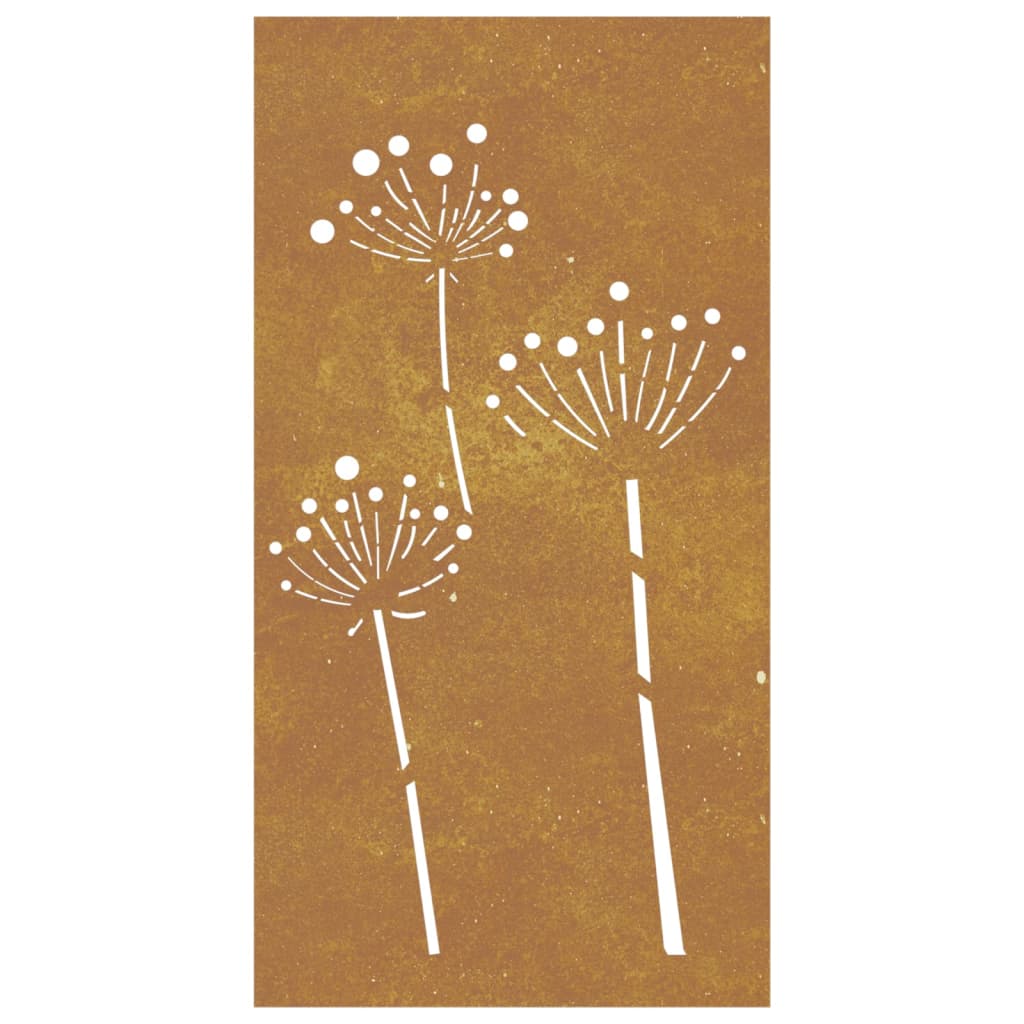 Garten-Wanddeko 105x55 cm Cortenstahl Blumen-Design