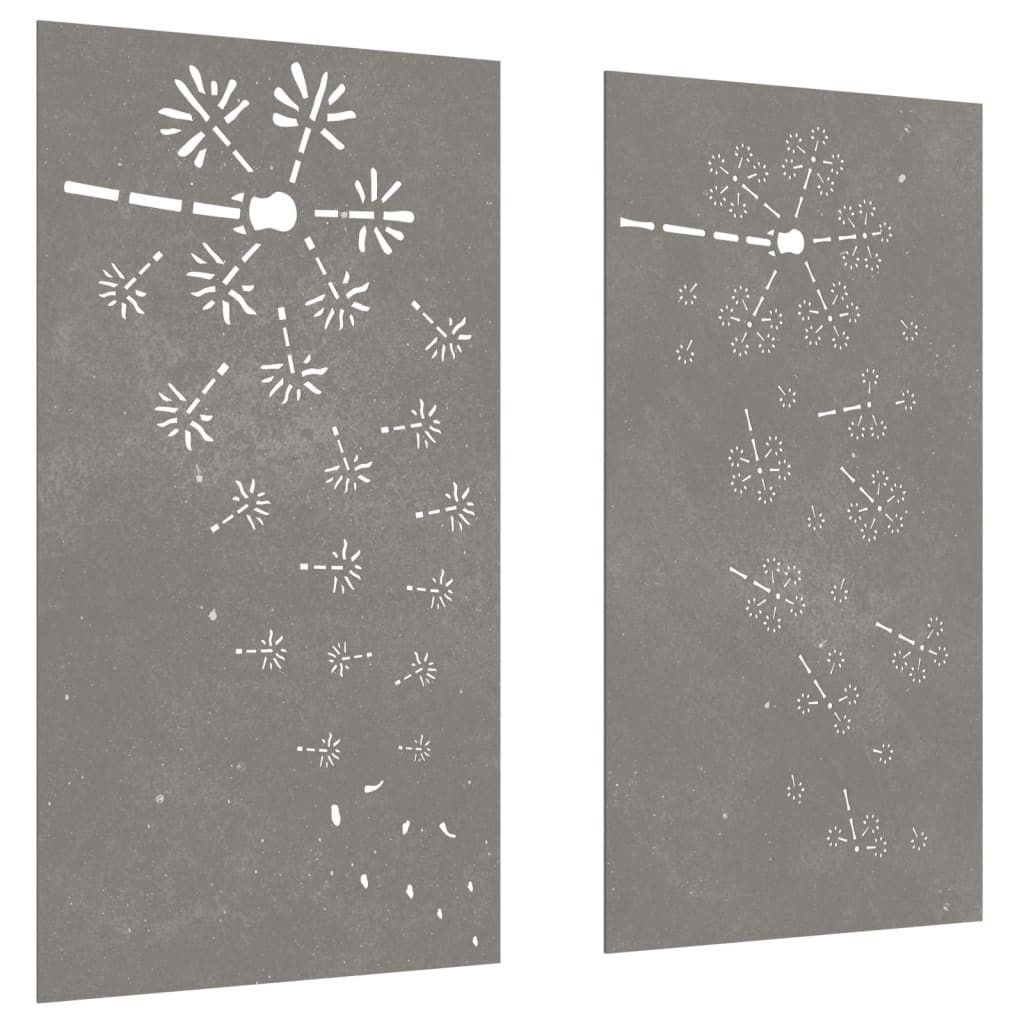 2-tlg. Garten-Wanddeko 105x55 cm Cortenstahl Blumen-Design