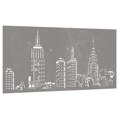 Garten-Wanddeko 105x55 cm Cortenstahl Skyline-Design