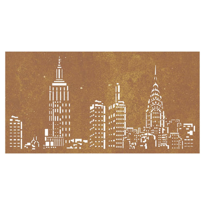Garten-Wanddeko 105x55 cm Cortenstahl Skyline-Design