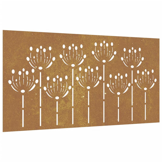 Garten-Wanddeko 105x55 cm Cortenstahl Blumen-Design