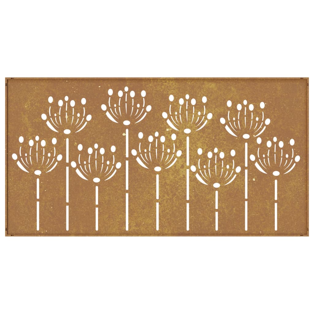 Garten-Wanddeko 105x55 cm Cortenstahl Blumen-Design