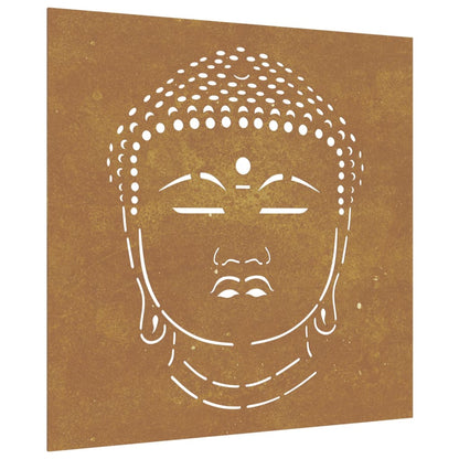 Havevægsdekoration 55x55 cm Corten Stål Buddha Hoved