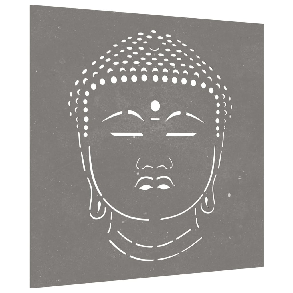 Havevægsdekoration 55x55 cm Corten Stål Buddha Hoved