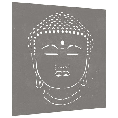 Havevægsdekoration 55x55 cm Corten Stål Buddha Hoved