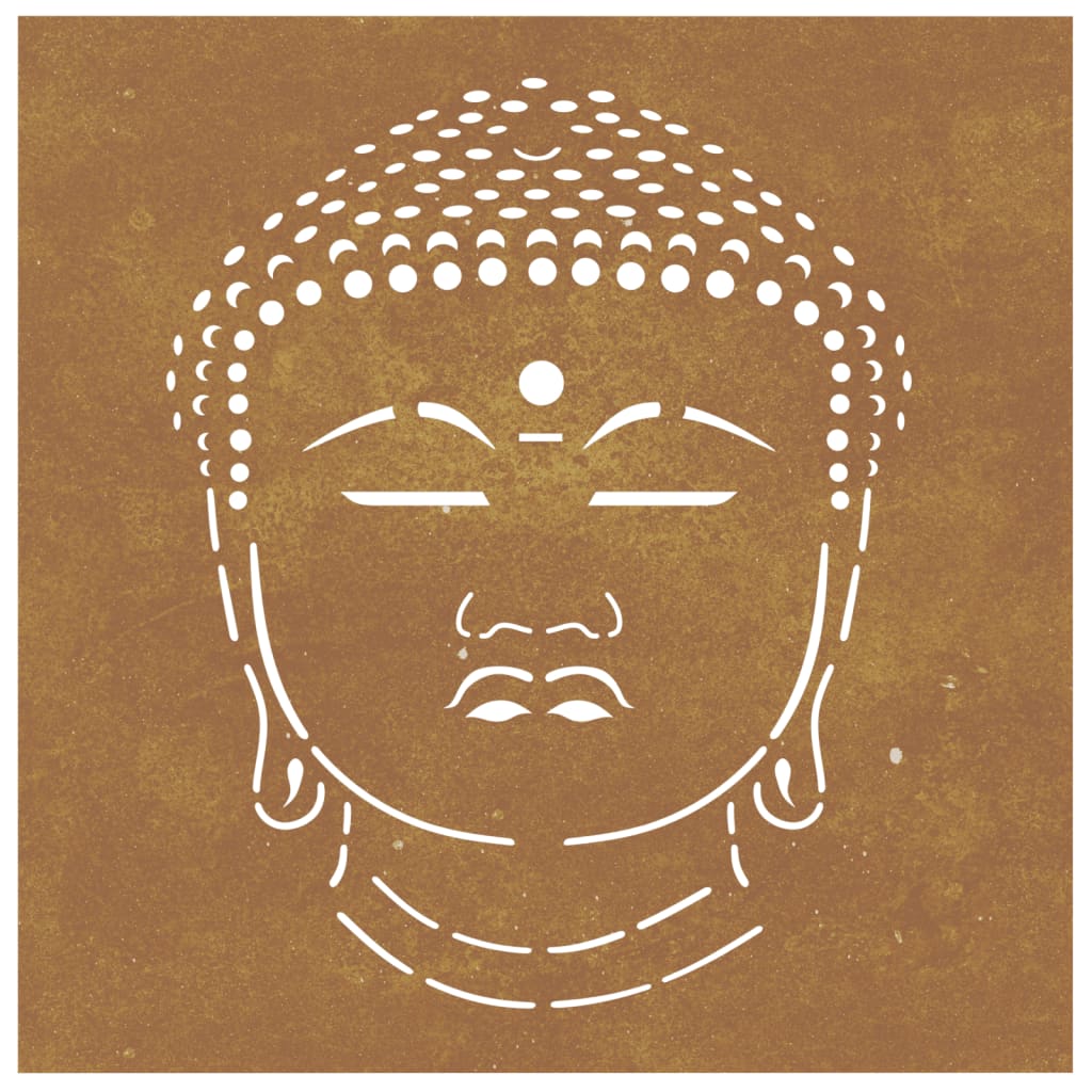 Havevægsdekoration 55x55 cm Corten Stål Buddha Hoved