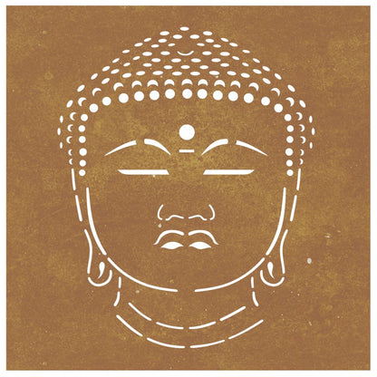 Havevægsdekoration 55x55 cm Corten Stål Buddha Hoved