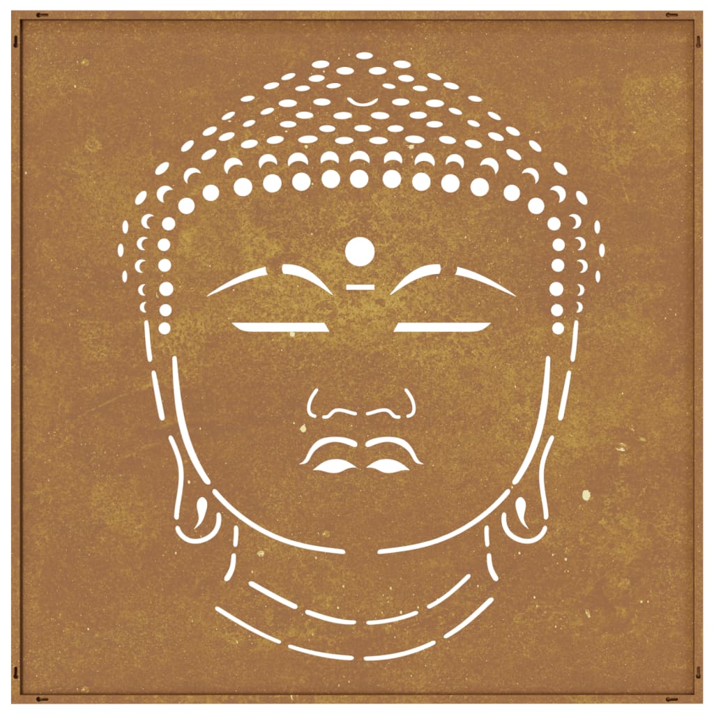 Havevægsdekoration 55x55 cm Corten Stål Buddha Hoved