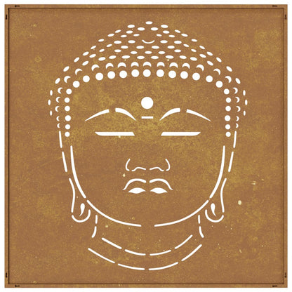 Havevægsdekoration 55x55 cm Corten Stål Buddha Hoved
