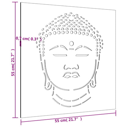 Havevægsdekoration 55x55 cm Corten Stål Buddha Hoved