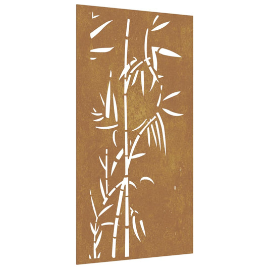 Garten-Wanddeko 105x55 cm Cortenstahl Bambus-Design
