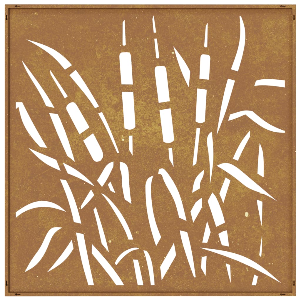 Garten-Wanddeko 55x55 cm Cortenstahl Gras-Design