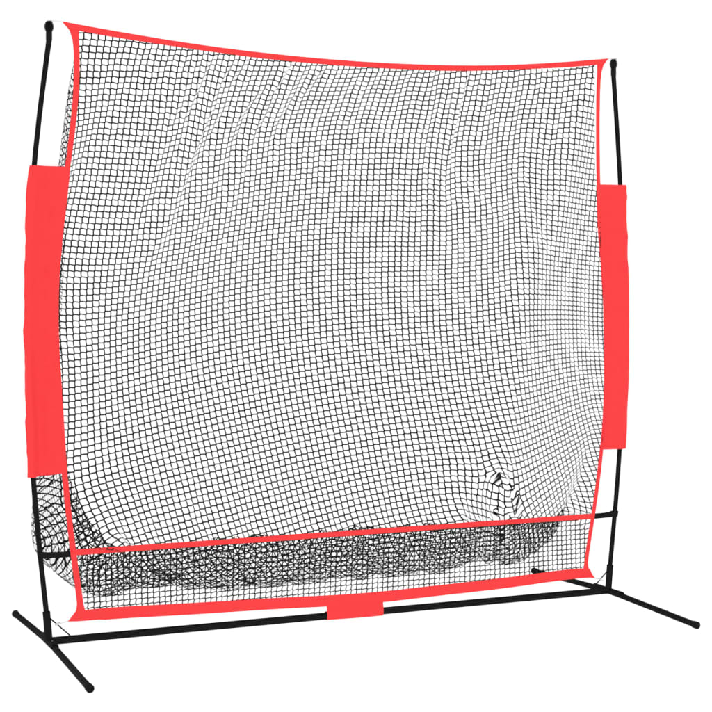 Baseball-Netz Tragbar Schwarz und Rot 215x107x216 cm Polyester
