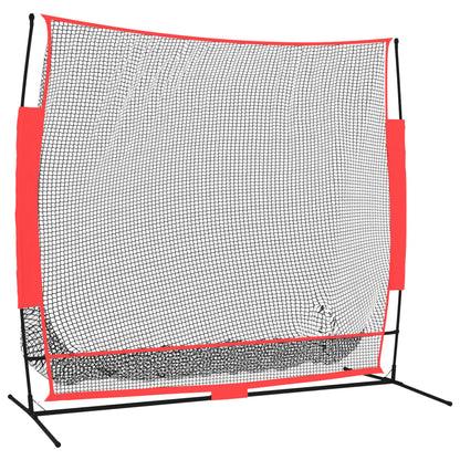 Baseball-Netz Tragbar Schwarz und Rot 215x107x216 cm Polyester