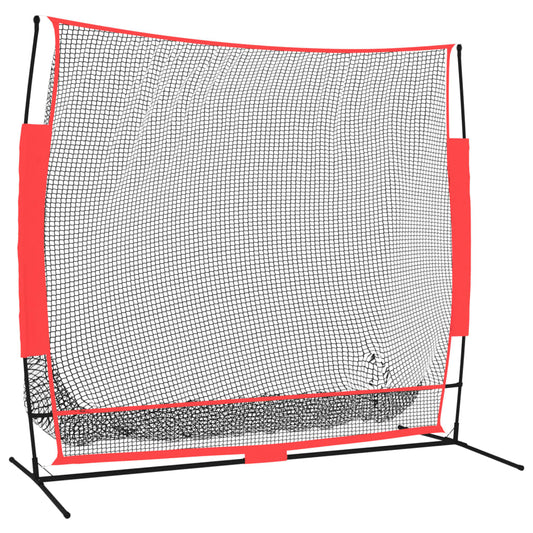 Baseball-Netz Tragbar Schwarz und Rot 215x107x216 cm Polyester