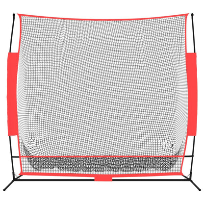 Baseball-Netz Tragbar Schwarz und Rot 215x107x216 cm Polyester