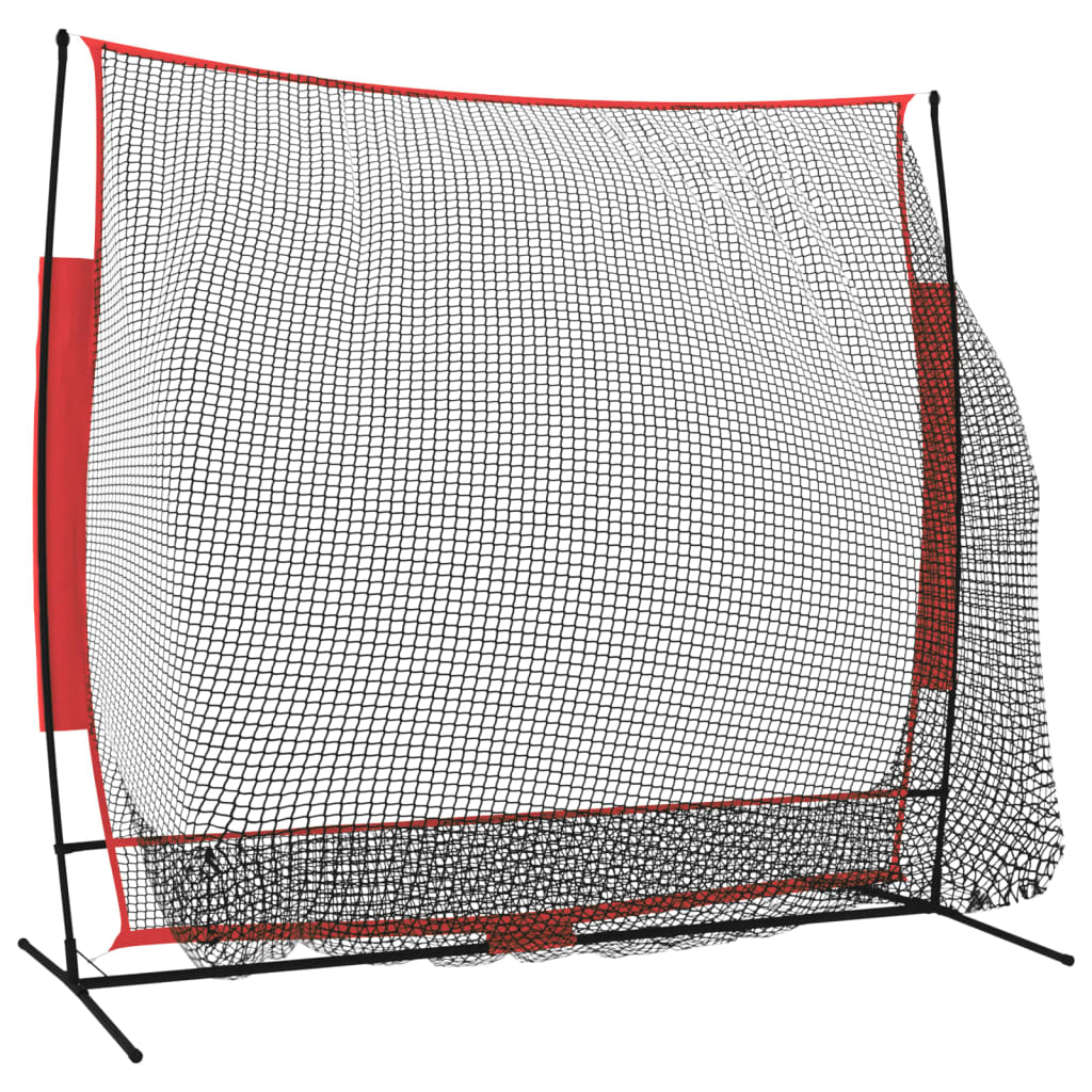 Baseball-Netz Tragbar Schwarz und Rot 215x107x216 cm Polyester