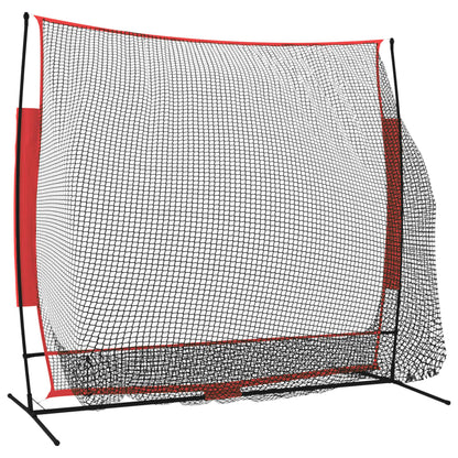 Baseball-Netz Tragbar Schwarz und Rot 215x107x216 cm Polyester