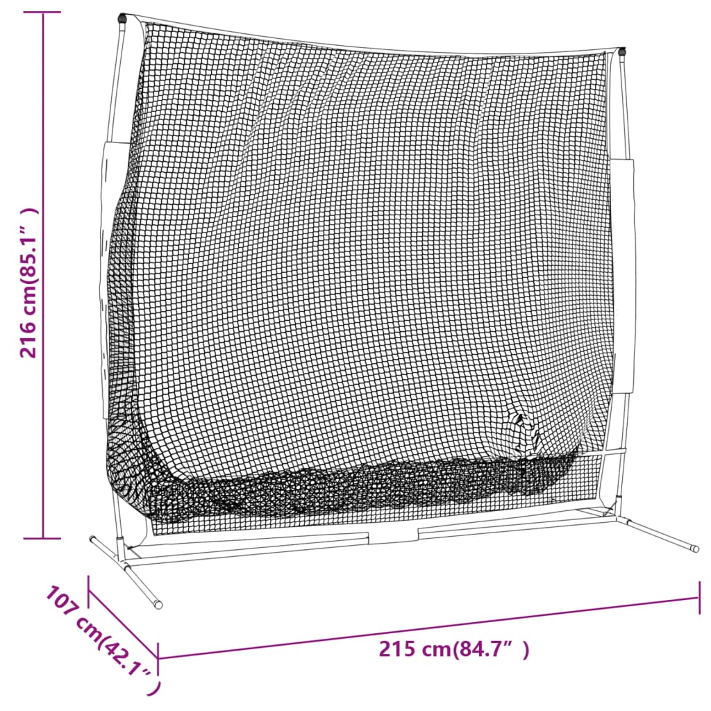 Baseball-Netz Tragbar Schwarz und Rot 215x107x216 cm Polyester