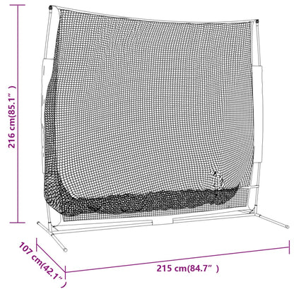 Baseball-Netz Tragbar Schwarz und Rot 215x107x216 cm Polyester