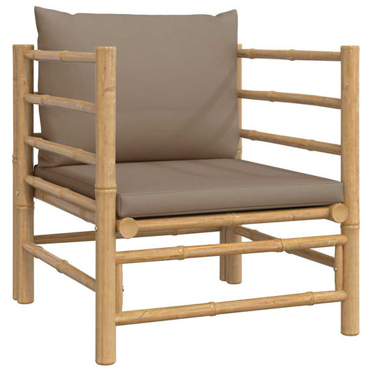Gartensessel mit Taupe Kissen Bambus